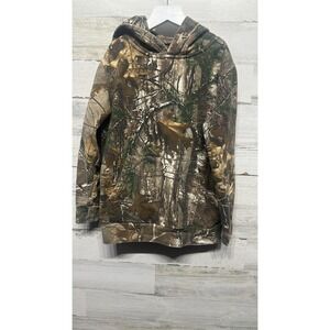 Game Winner Hoodie Boys Youth Medium Brown Camo Forest Pullover EUC